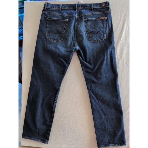 7 for All Mankind Men Jeans 42x32 Dark Blue Austyn Straight Relaxed Fit Stretch - Picture 9 of 10